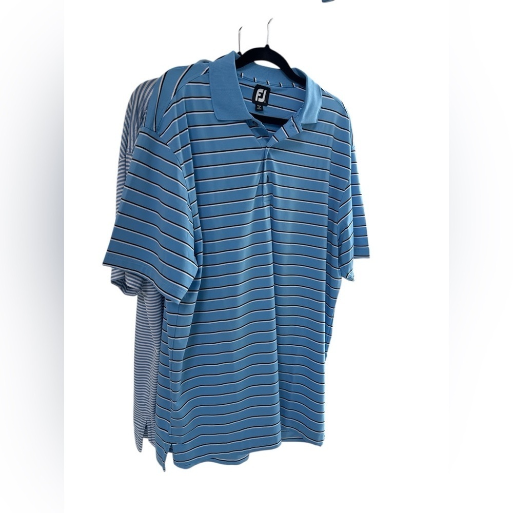 FootJoy Bundle 2 Men's Blue Striped Polo Shirts Size Large